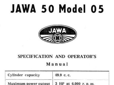 Jawa 50 model 05, Jawa model 20-21. Specification and operator’s manual