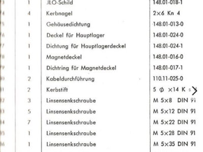 JLO Fahrradmotor F 48. Ersatzteilliste